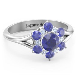 Aurora Round Cluster Ring with Birthstones
