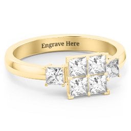 Diana Princess Cut Cluster Ring with Birthstones