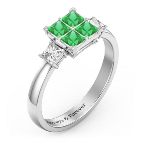 Diana Princess Cut Cluster Ring with Birthstones