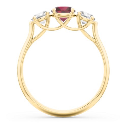 Past Present Future 3-Stone Ring – 14K Yellow Gold with Ruby and Cubic Zirconia