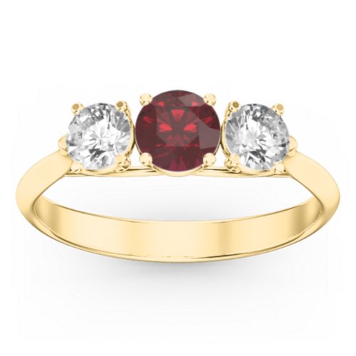 Past Present Future 3-Stone Ring – 14K Yellow Gold with Ruby and Cubic Zirconia