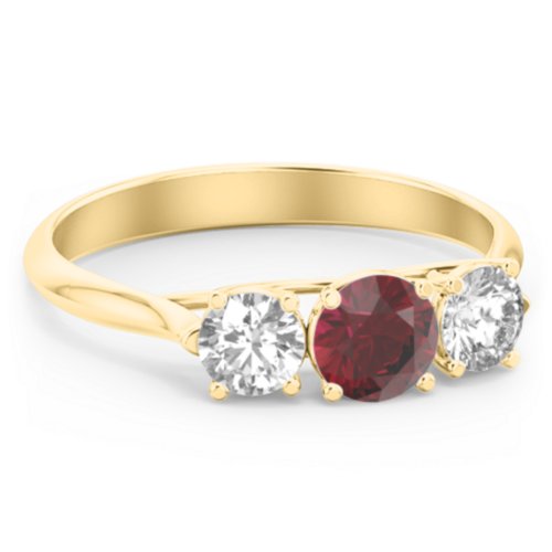 Past Present Future 3-Stone Ring – 14K Yellow Gold with Ruby and Cubic Zirconia