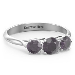 Past Present Future 3-Stone Ring in 925 Sterling Silver with Alexandrite
