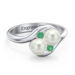 Twin 5mm Freshwater Pearl Ring with Accents