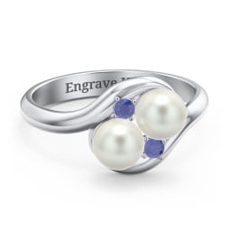 Twin 5mm Freshwater Pearl Ring with Accents