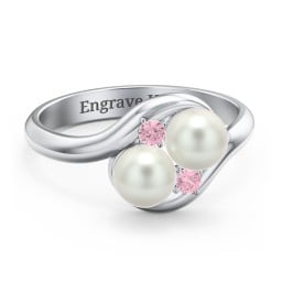 Twin 5mm Freshwater Pearl Ring with Accents