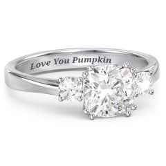 3 Stone Cushion Cut Duchess Ring