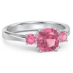 3 Stone Cushion Cut Duchess Ring