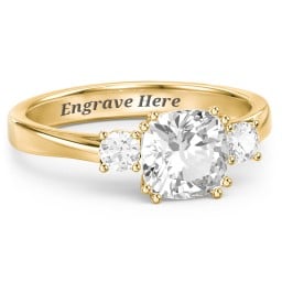 3 Stone Cushion Cut Duchess Ring