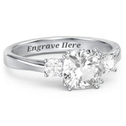 3 Stone Cushion Cut Duchess Ring