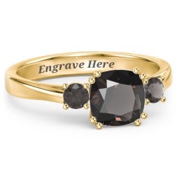 3 Stone Cushion Cut Duchess Ring