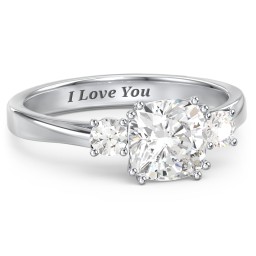 3 Stone Cushion Cut Duchess Ring