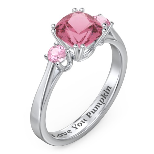 3 Stone Cushion Cut Duchess Ring