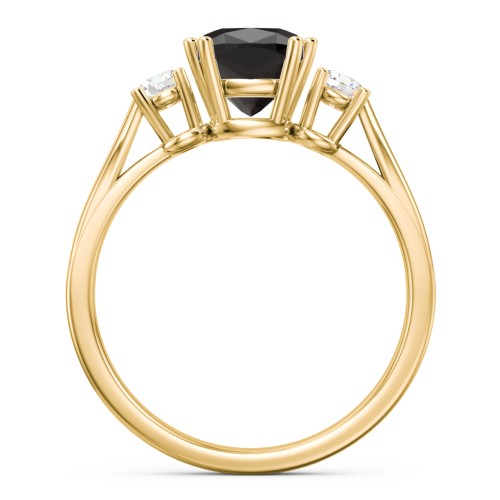 3 Stone Cushion Cut Duchess Ring – 18K Gold Plated Silver with Smokey Quartz and Cubic Zirconia