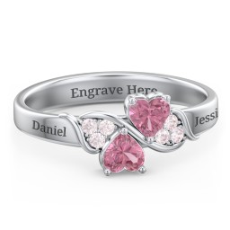 Heart of Hearts with Accent Stones Ring in 925 Sterling Silver with Pink Tourmaline and Fancy Pink Premium Zirconia