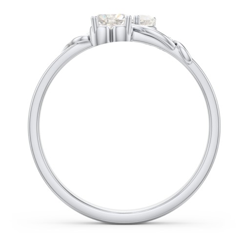 Heart of Hearts with Accent Stones Ring – Sterling Silver with Cubic Zirconia and White Premium Zirconia