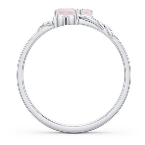 Heart of Hearts with Accent Stones Ring – Sterling Silver with Opal and White Premium Zirconia