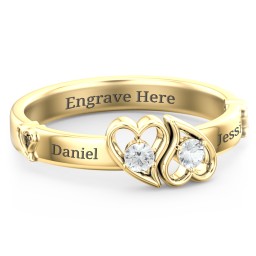 Shape of My Heart Ring in 10K Solid Yellow Gold with Cubic Zirconia
