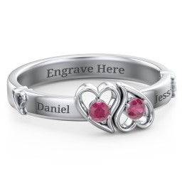 Shape of My Heart Ring in 925 Sterling Silver with Ruby