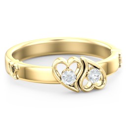 Shape of My Heart Ring in 10K Solid Yellow Gold with Diamond