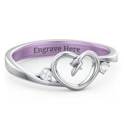 Hearts Entwined Pinky Promise Ring in 925 Sterling Silver with Cubic Zirconia