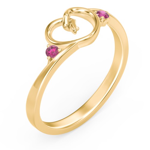 Hearts Entwined Pinky Promise Ring – 18K Gold Plated Silver with Ruby