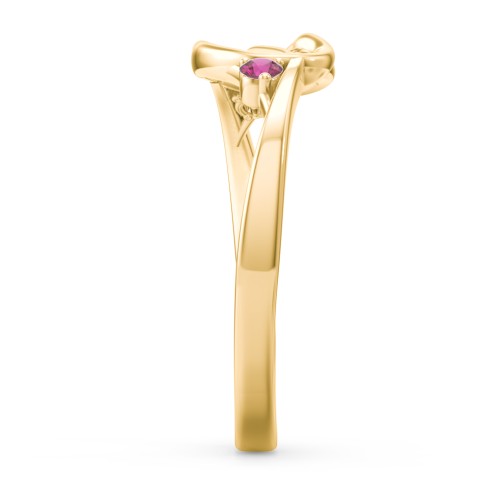 Hearts Entwined Pinky Promise Ring – 18K Gold Plated Silver with Ruby