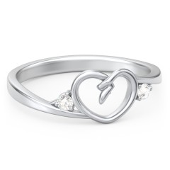 Hearts Entwined Pinky Promise Ring – 18K Gold Plated Silver with Alexandrite