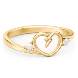 Hearts Entwined Pinky Promise Ring in 18K Gold Plated Silver with Opal
