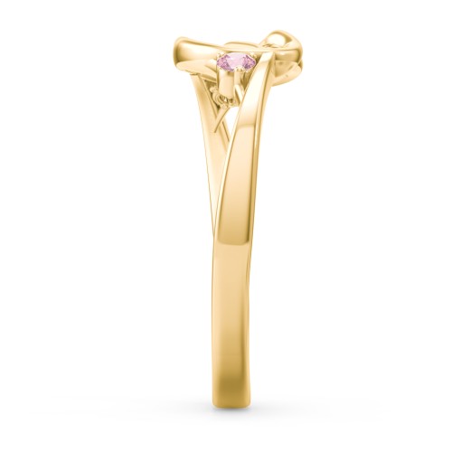 Hearts Entwined Pinky Promise Ring – 18K Gold Plated Silver with Pink Tourmaline