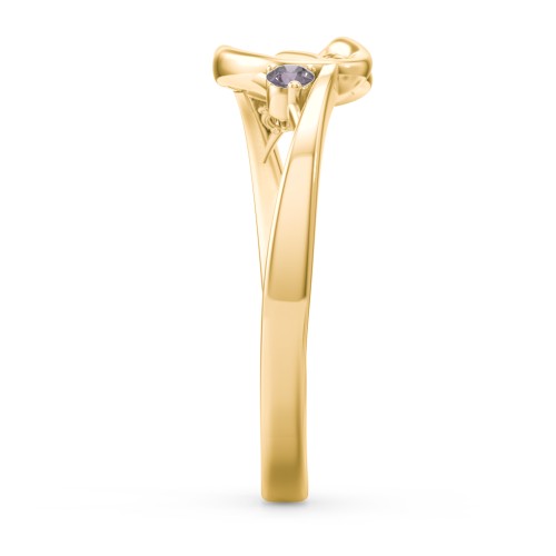 Hearts Entwined Pinky Promise Ring – 18K Gold Plated Silver with Alexandrite