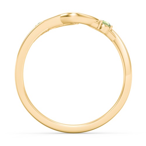 Hearts Entwined Pinky Promise Ring – 18K Gold Plated Silver with Peridot