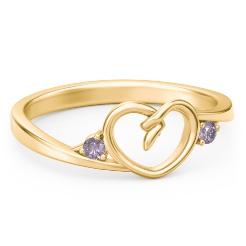 Hearts Entwined Pinky Promise Ring – 18K Gold Plated Silver with Alexandrite