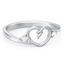 Hearts Entwined Pinky Promise Ring in 925 Sterling Silver