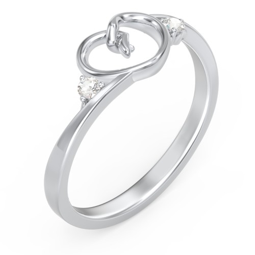 Hearts Entwined Pinky Promise Ring – 10K White Gold with Cubic Zirconia