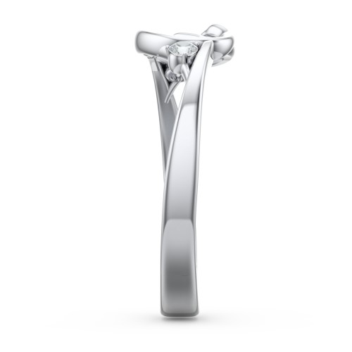Hearts Entwined Pinky Promise Ring – 10K White Gold with Cubic Zirconia