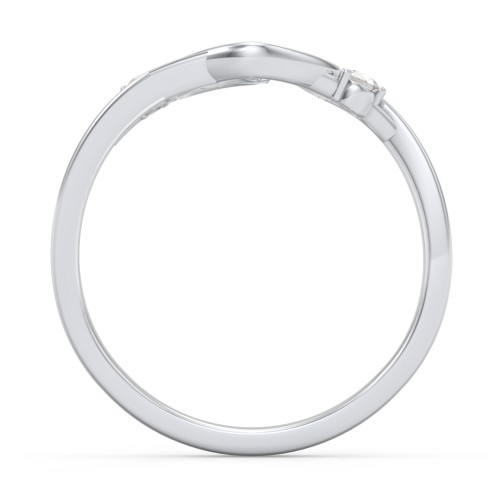 Hearts Entwined Pinky Promise Ring – 10K White Gold with Cubic Zirconia