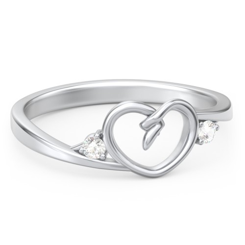 Hearts Entwined Pinky Promise Ring – 10K White Gold with Cubic Zirconia