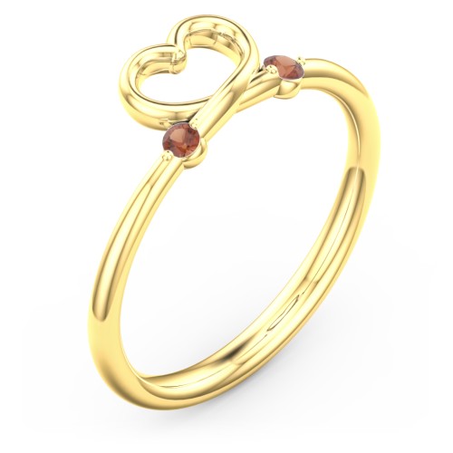 Two in Love Ring – 18K Gold Plated Silver with Garnet