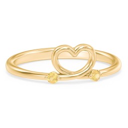 Two in Love Ring in 18K Gold Plated Silver with Citrine