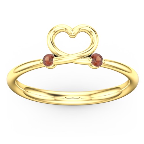 Two in Love Ring – 18K Gold Plated Silver with Garnet