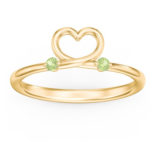 Two in Love Ring – 18K Gold Plated Silver with Peridot