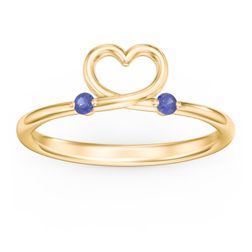Two in Love Ring – 18K Gold Plated Silver with Blue Sapphire