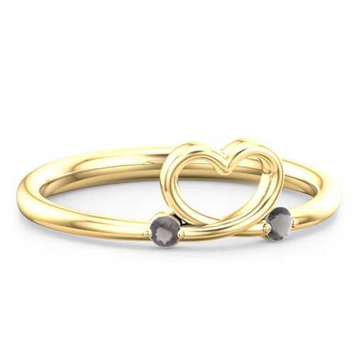 Two in Love Ring – 18K Gold Plated Silver with Smokey Quartz