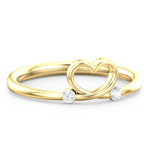 Two in Love Ring – 14K Yellow Gold with Cubic Zirconia