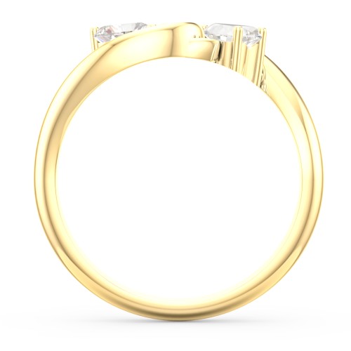 Two of Hearts Pinky Promise Ring – 14K Yellow Gold with Cubic Zirconia