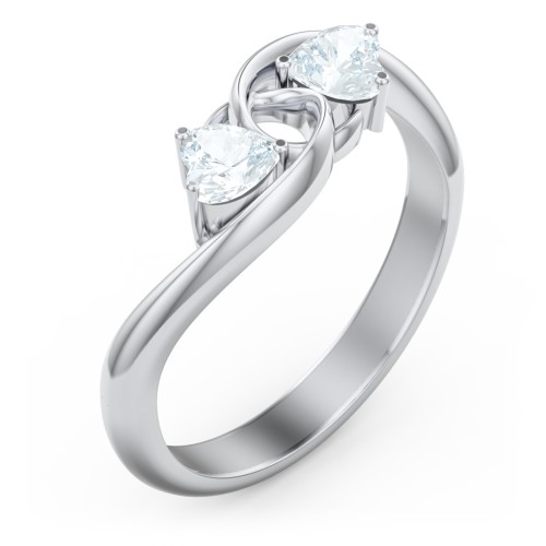 Two of Hearts Pinky Promise Ring – Sterling Silver with Aquamarine