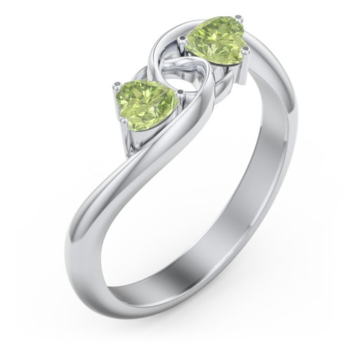 Two of Hearts Pinky Promise Ring – Sterling Silver with Peridot