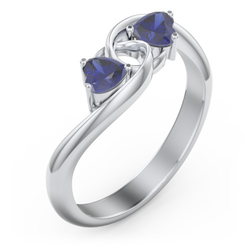 Two of Hearts Pinky Promise Ring – Sterling Silver with Blue Sapphire