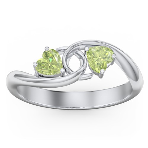 Two of Hearts Pinky Promise Ring – Sterling Silver with Peridot